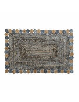 Alfombra DKD Home Decor Azul Algodón Multicolor Indio Jute 160 x 230 x 1 cm