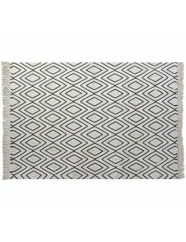 Alfombra DKD Home Decor 160 x 250 x 0,7 cm Negro Poliéster Algodón Blanco Rombos Boho