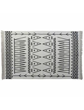 Alfombra DKD Home Decor 160 x 250 x 0,7 cm Negro Poliéster Algodón Blanco Ikat Boho