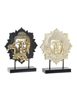 Figura Decorativa DKD Home Decor 27 x 8 x 33,5 cm Negro Dorado Buda Oriental (2 Unidades)