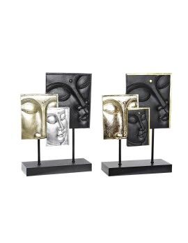 Figura Decorativa DKD Home Decor Negro Dorado Buda Oriental 22,5 x 8 x 30,7 cm (2 Unidades)