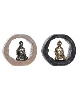 Figura Decorativa DKD Home Decor Negro Dorado Buda Oriental 20,8 x 6 x 18,5 cm (2 Unidades)