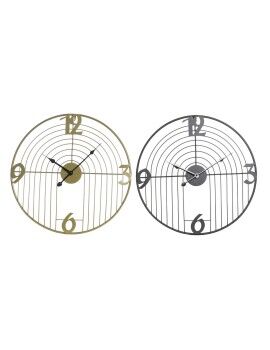 Reloj de Pared DKD Home Decor Negro Dorado Metal Moderno 45 x 3 x 45 cm (2 Unidades)