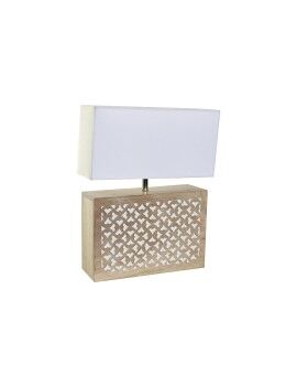 Lâmpada de mesa DKD Home Decor Castanho Poliéster Branco Madeira de mangueira 50 W (33 x 12 x 41 cm)