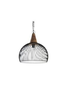 Candeeiro de teto DKD Home Decor Natural Preto Metal Madeira 50 W 36 x 36 x 40 cm