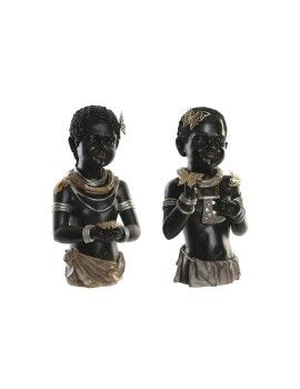 Figura Decorativa DKD Home Decor 20,5 x 18 x 35 cm Negro Colonial Africana (2 Unidades)