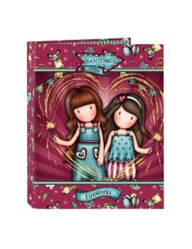 Carpeta de anillas Gorjuss Fireworks Granate A4 (26.5 x 33 x 4 cm)