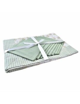 Set de mantelería DKD Home Decor Flores 150 x 250 x 0,5 cm Verde