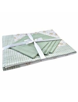 Set de mantelería DKD Home Decor Flores Verde 150 x 150 x 0,5 cm