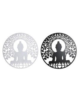 Decoração de Parede DKD Home Decor 98 x 1 x 98 cm 100 x 1 x 100 cm Preto Buda Branco Oriental (2...