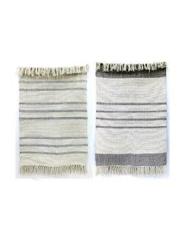 Tapete DKD Home Decor 200 x 290 x 0,75 cm Cinzento Poliéster Branco Franjas Boho (2 Unidades)