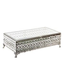 Caja-Joyero DKD Home Decor Cristal Plateado Metal (25,5 x 12,5 x 7,5 cm)