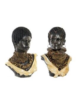 Figura Decorativa DKD Home Decor Negro Beige Colonial Africana Africano 26 x 20 x 42 cm (2 Unidades)