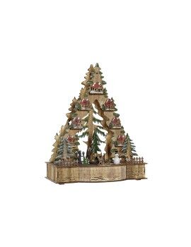 Adorno Navideño DKD Home Decor Verde Natural Madera Árbol Casas 30 x 15 x 37 cm (3 Unidades)