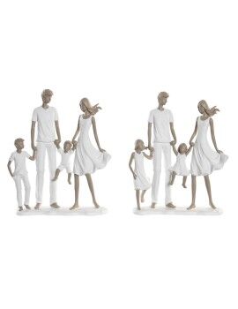 Figura Decorativa DKD Home Decor 20,5 x 7,5 x 24,5 cm 20,5 x 6,5 x 24,5 cm Gris Blanco Familia (2...