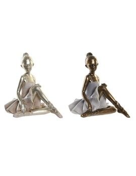 Figura Decorativa DKD Home Decor 19 x 13,5 x 17,5 cm Cor de Rosa Lilás Bailarina Ballet Romântico...