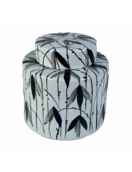 Tibor DKD Home Decor Porcelana Negro Blanco 17 x 17 x 16 cm Oriental Hoja de planta