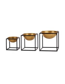 Conjunto de Tigelas Preto Dourado Decoração 3 Peças Metal