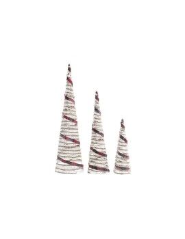 Decoración DKD Home Decor Conos Navidad LED Blanco Negro Rojo Natural Plateado 20 x 20 x 80 cm (3...