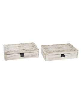 Caixa Decorativa DKD Home Decor Natural Madeira MDF 28 x 18 x 6,5 cm (2 Unidades)