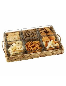 Bandeja de Aperitivos DKD Home Decor 32 x 11 x 6 cm Cristal Natural 280 ml (7 Unidades)