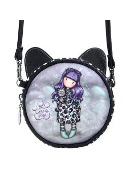 Bolso Bandolera Gorjuss Smitten kitten Negro Blanco (13,5 x 5,5 x 13,5 cm)