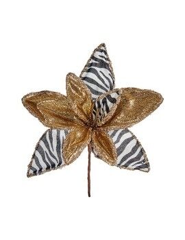 Flor Decorativa Zebra Natal Dourado Branco 35 x 35 x 35 cm