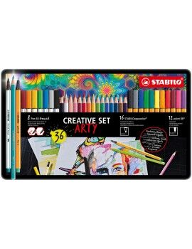 Conjunto de Canetas de Feltro Stabilo Point 88 - Pen 68 Brusht - Aquacolor Multicolor