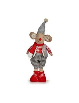 Figura Decorativa Rato Natal 48 cm Branco Vermelho Cinzento Creme