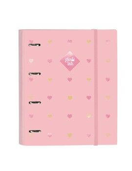 Carpeta de anillas Glow Lab Hearts Rosa (27 x 32 x 3.5 cm)