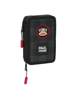 Estuche Escolar con Accesorios Paul Frank Campers Negro 12.5 x 19.5 x 4 cm (28 piezas)