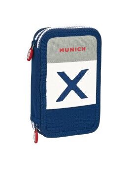 Estuche Escolar con Accesorios Munich College Gris 12.5 x 19.5 x 4 cm (28 piezas)