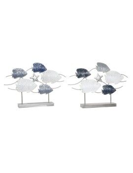 Figura Decorativa DKD Home Decor 63 x 9 x 44 cm Gris Azul Blanco Espirales (2 Unidades)