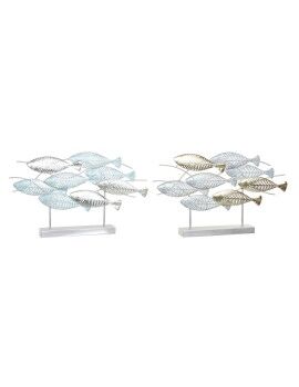 Figura Decorativa DKD Home Decor 65,4 x 9 x 39,5 cm Plateado Azul Dorado Espirales Mediterráneo...