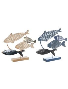 Figura Decorativa DKD Home Decor 53 x 9 x 45 cm Natural Azul Dorado Espirales Mediterráneo (2...