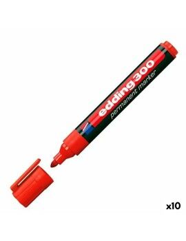 Rotulador permanente Edding 300 Rojo (10 Unidades)