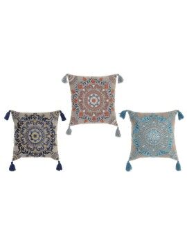 Almofada DKD Home Decor Laranja Azul celeste Azul Marinho Mandala 40 x 10 x 40 cm (3 Peças)