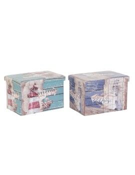 Caja Multiusos DKD Home Decor 59 x 40 x 40 cm Poliuretano Multicolor Cartón Mediterráneo (2...