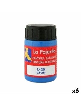 Témpera La Pajarita Cyan L-26 6 Piezas Escolar Satinado Azul