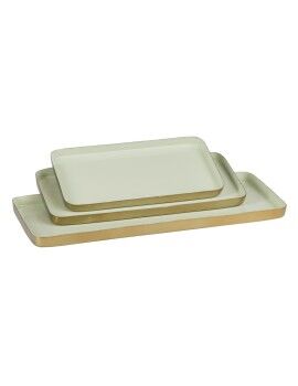 Bandeja de Aperitivos 47 x 20,5 x 2 cm Dorado Verde Hierro 3 Piezas