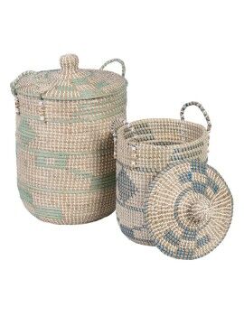 Conjunto de Cestos Natural Cinzento Fibra natural 38 x 38 x 58 cm (2 Peças)