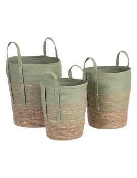 Conjunto de Cestos 42 x 42 x 48 cm Menta Fibra natural (3 Peças)