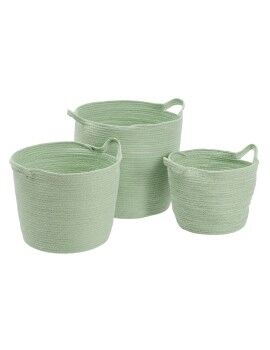 Conjunto de Cestos Corda 33 x 33 x 38 cm Verde Claro (3 Peças)