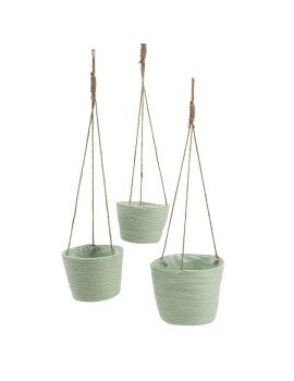 Conjunto de Cestos Corda 20 x 20 x 27 cm Verde Claro (3 Peças)