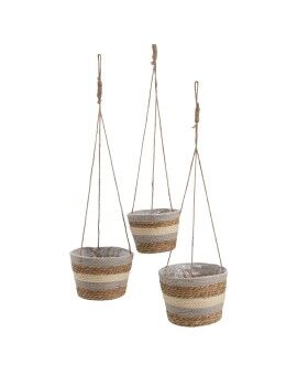 Conjunto de Cestos Natural Cinzento Fibra natural 20 x 20 x 27 cm (3 Peças)