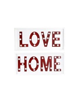 Decoração de Parede DKD Home Decor Branco Vermelho Urbana 48 x 4 x 22 cm (2 Unidades)