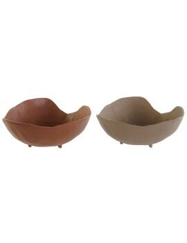 Centro de mesa DKD Home Decor Bege Terracota Urbana 27 x 27 x 11 cm (2 Unidades)