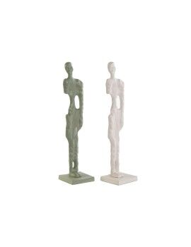 Figura Decorativa DKD Home Decor Blanco Verde 9 x 9 x 40 cm (2 Unidades)