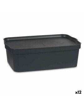 Caja de Almacenaje con Tapa Antracita Plástico 14 L 29,5 x 14,3 x 45 cm (12 Unidades)