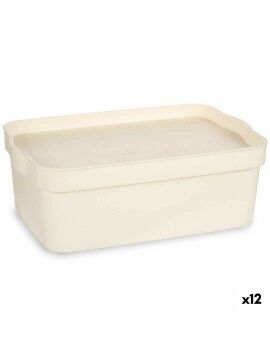 Caja de Almacenaje con Tapa Crema Plástico 6 L 21,5 x 11 x 31,5 cm (12 Unidades)